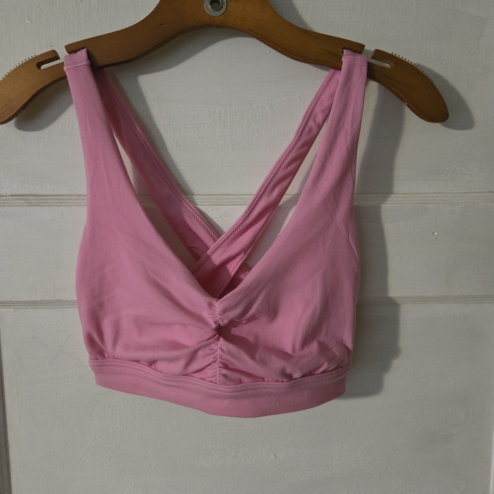 Aerie Pink Sports Bra with Cross-Back